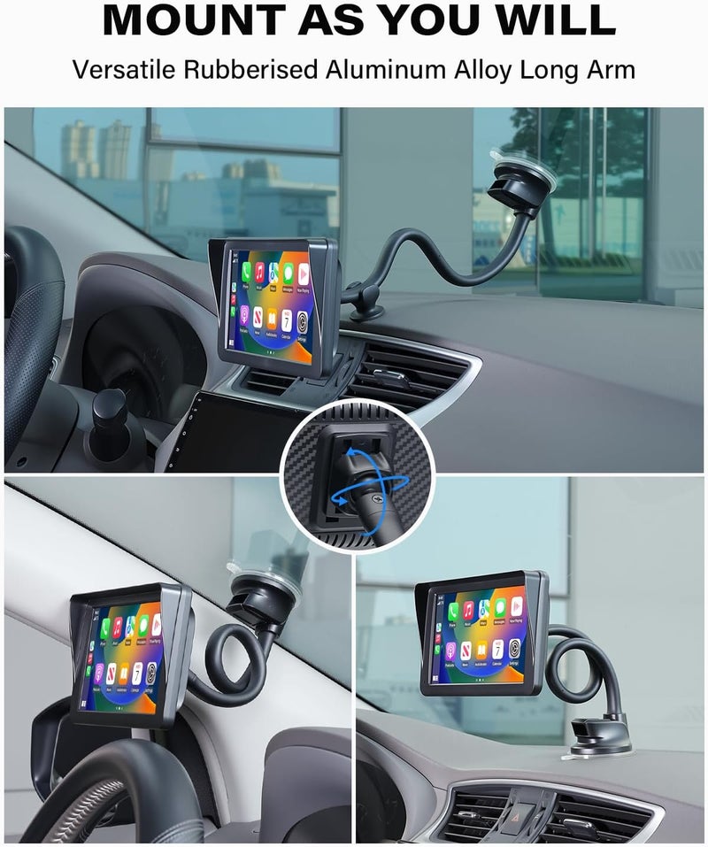 1Zero for Replacement CarPlay Mount, CarPlay Screen Mount with 14-lnch Long Arm, Flexible & Bendable Strong Suction Cup, Compatible with 7-11 Inch Car Monitor, Windshield Truck Bracket Holder - Image 2
